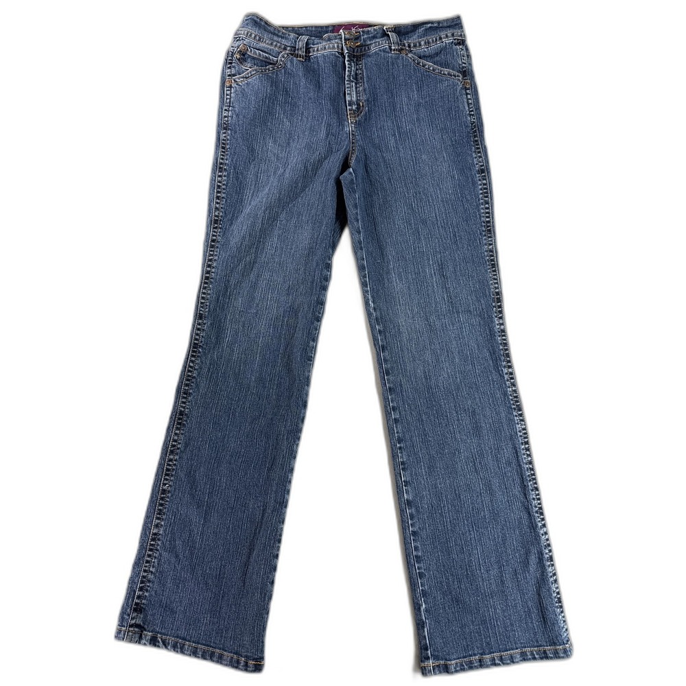 Gloria Vanderbilt Amanda Straight Leg Jeans Womens 12 Blue Cotton Blend Mid Slim